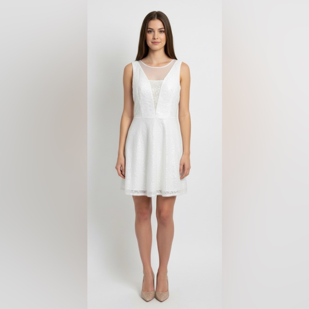 Bcbgmaxazria white sequin dress size4